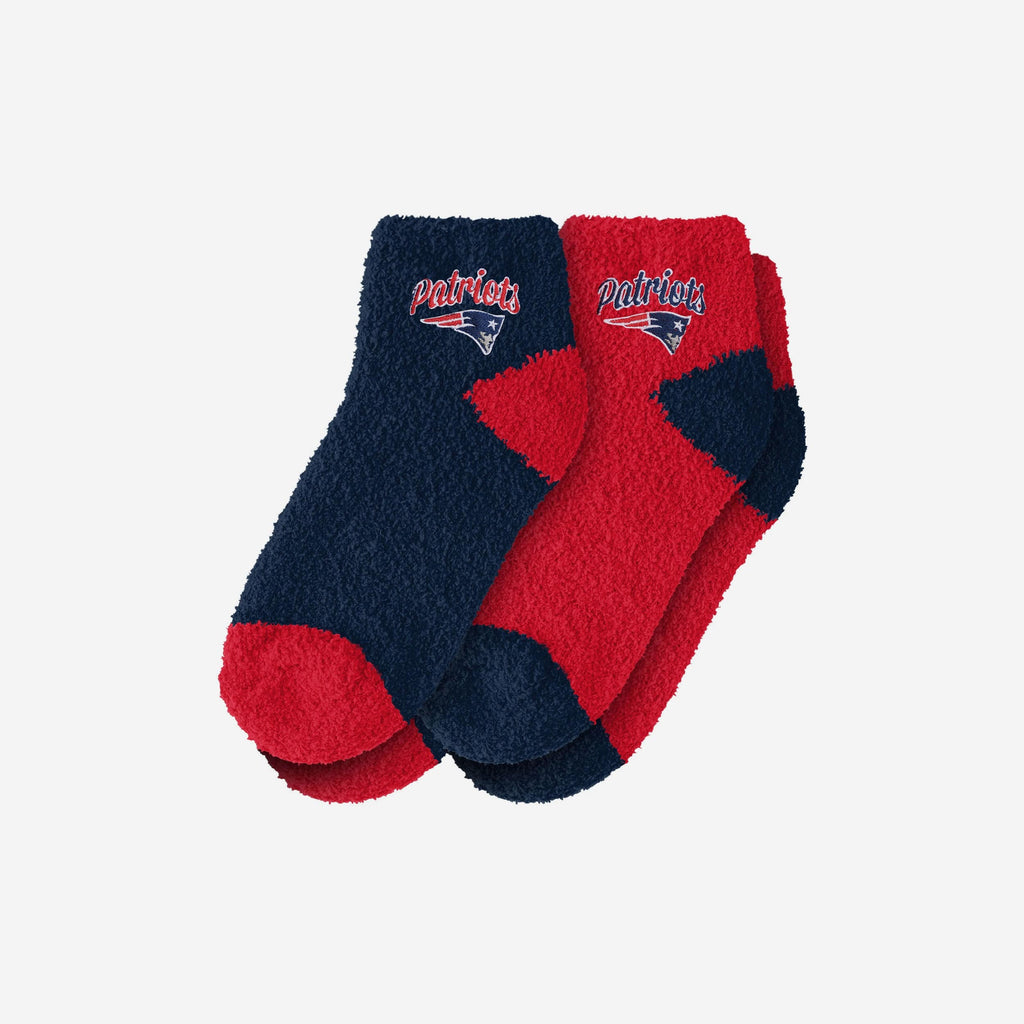 New England Patriots 2 Pack Womens Script Logo Fuzzy Ankle Socks FOCO - FOCO.com