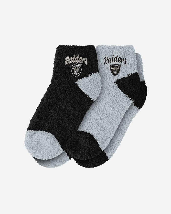 Las Vegas Raiders 2 Pack Womens Script Logo Fuzzy Ankle Socks FOCO - FOCO.com