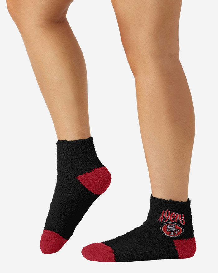 San Francisco 49ers 2 Pack Womens Script Logo Fuzzy Ankle Socks FOCO - FOCO.com