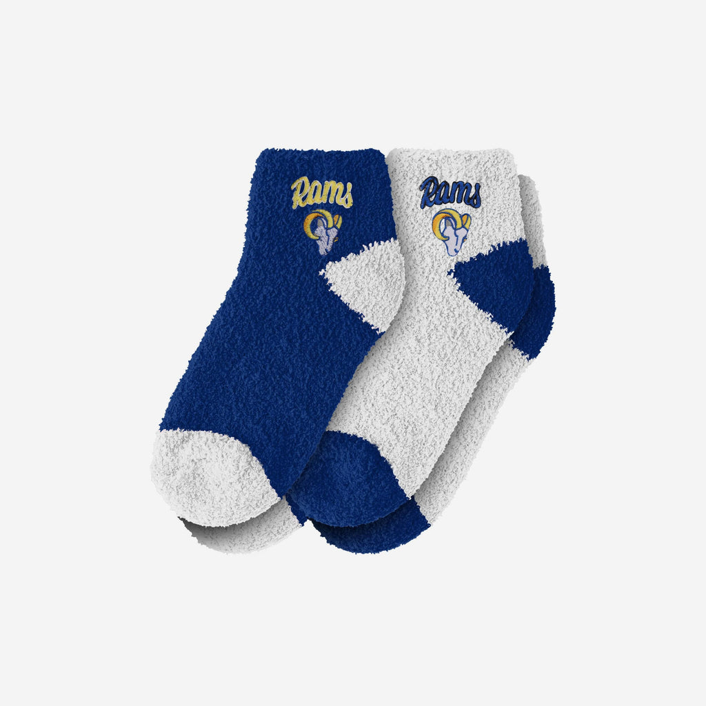 Los Angeles Rams 2 Pack Womens Script Logo Fuzzy Ankle Socks FOCO