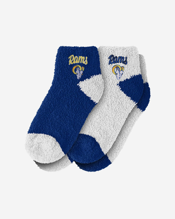 Los Angeles Rams 2 Pack Womens Script Logo Fuzzy Ankle Socks FOCO - FOCO.com