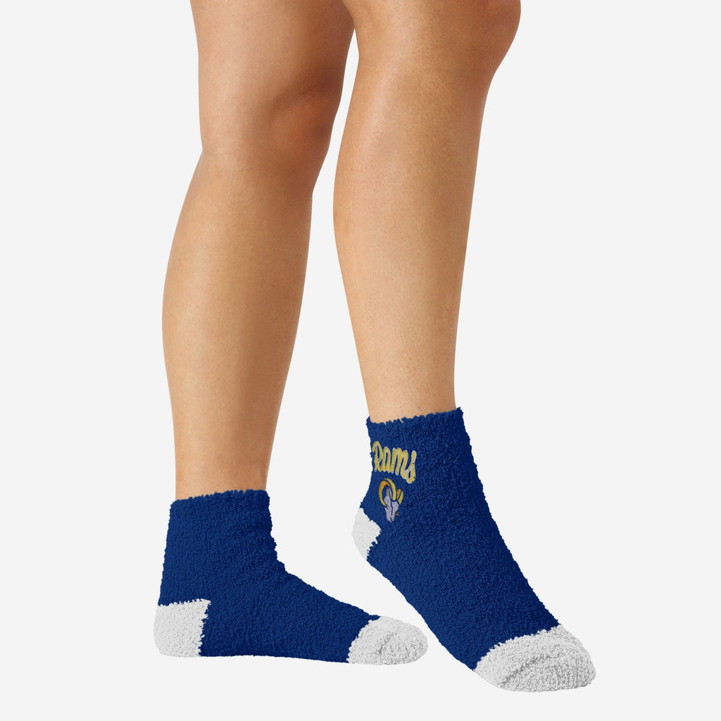 Los Angeles Rams 2 Pack Womens Script Logo Fuzzy Ankle Socks FOCO