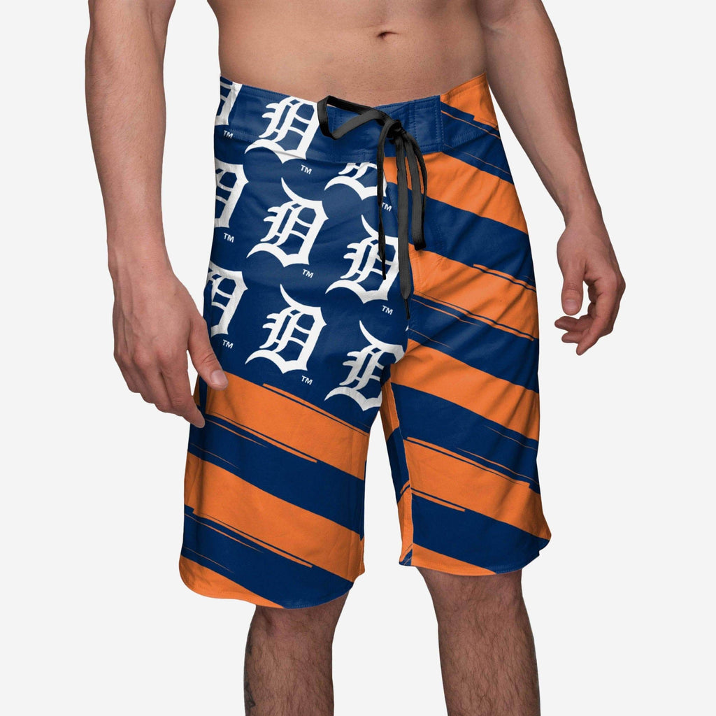 Detroit Tigers Diagonal Flag Boardshorts FOCO S - FOCO.com