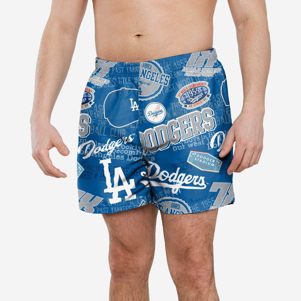 Los Angeles Dodgers Logo Rush Swimming Trunks FOCO S - FOCO.com