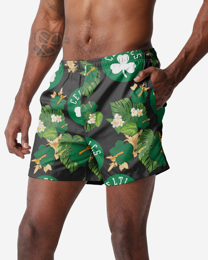 Boston Celtics Floral Swimming Trunks FOCO S - FOCO.com