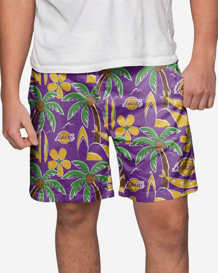Los Angeles Lakers Tropical Swimming Trunks FOCO S - FOCO.com