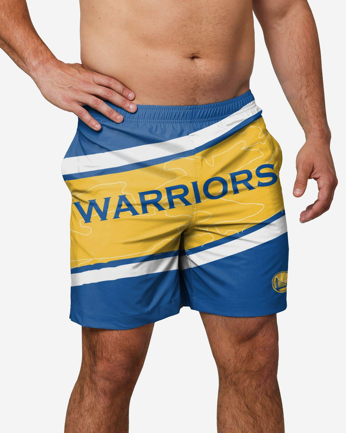 Golden State Warriors Big Wordmark Swimming Trunks FOCO S - FOCO.com