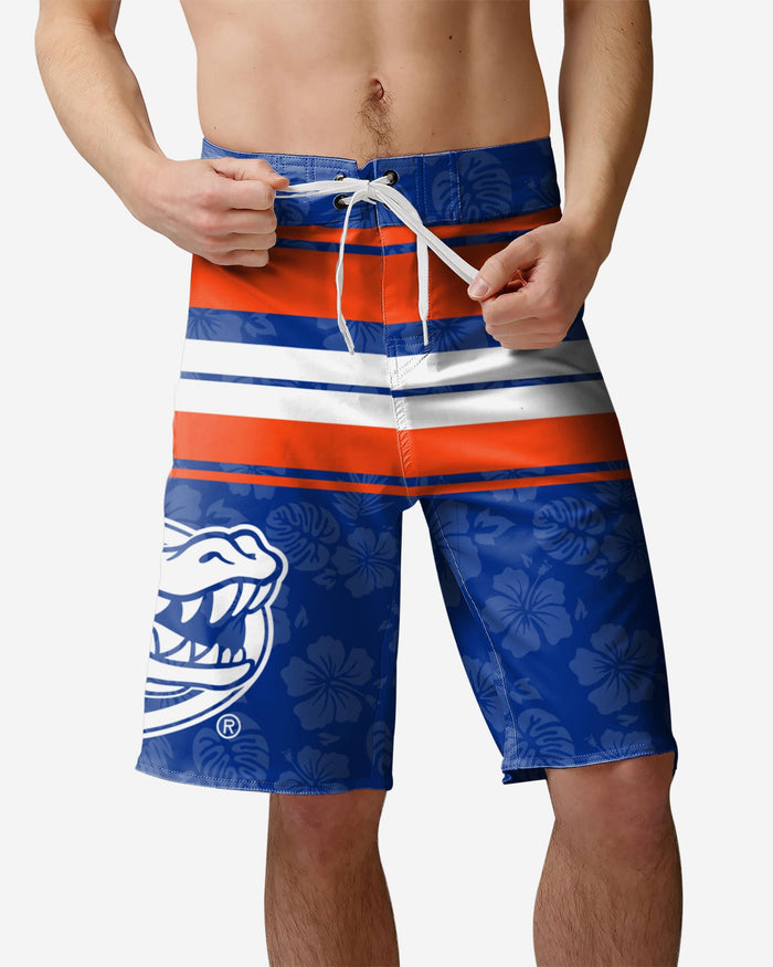 Florida Gators Hibiscus Boardwalk Stripe Boardshorts FOCO S - FOCO.com