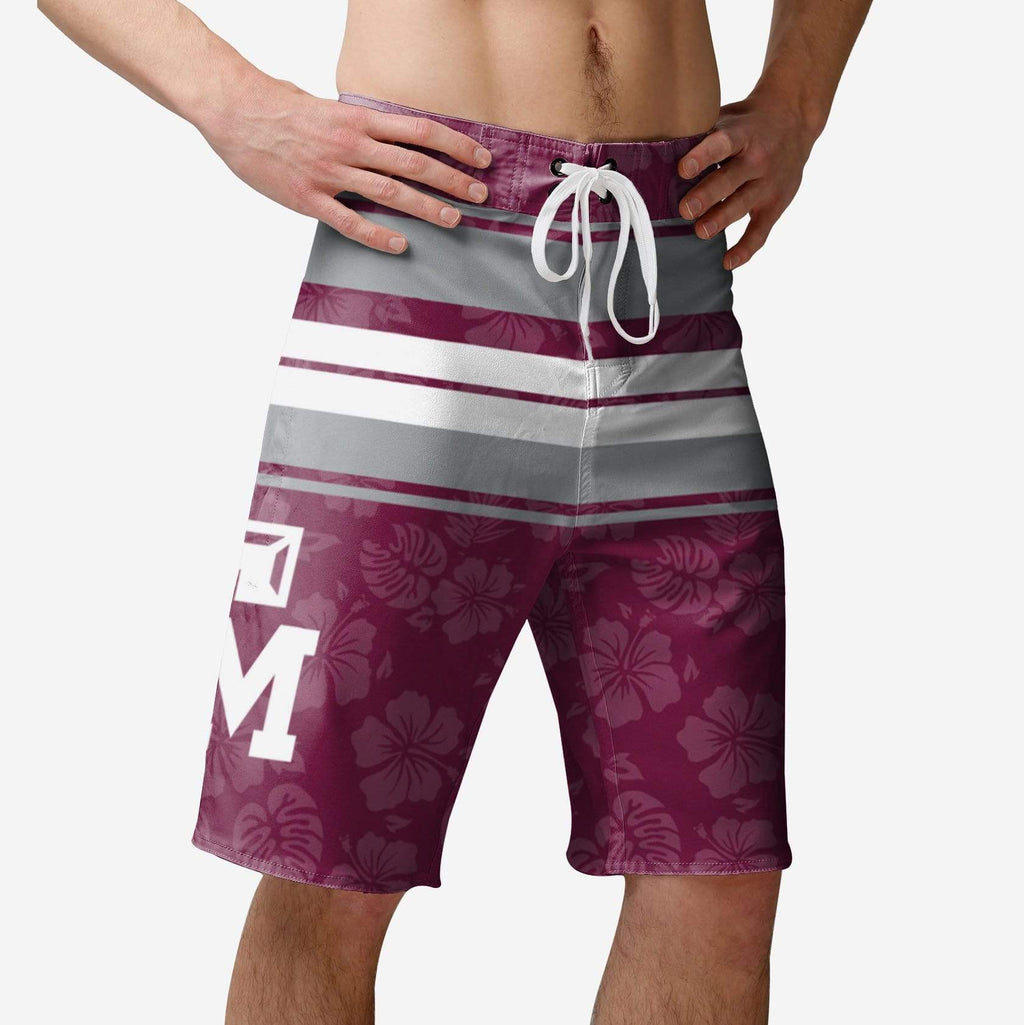 Texas A&M Aggies Hibiscus Boardwalk Stripe Boardshorts FOCO S - FOCO.com