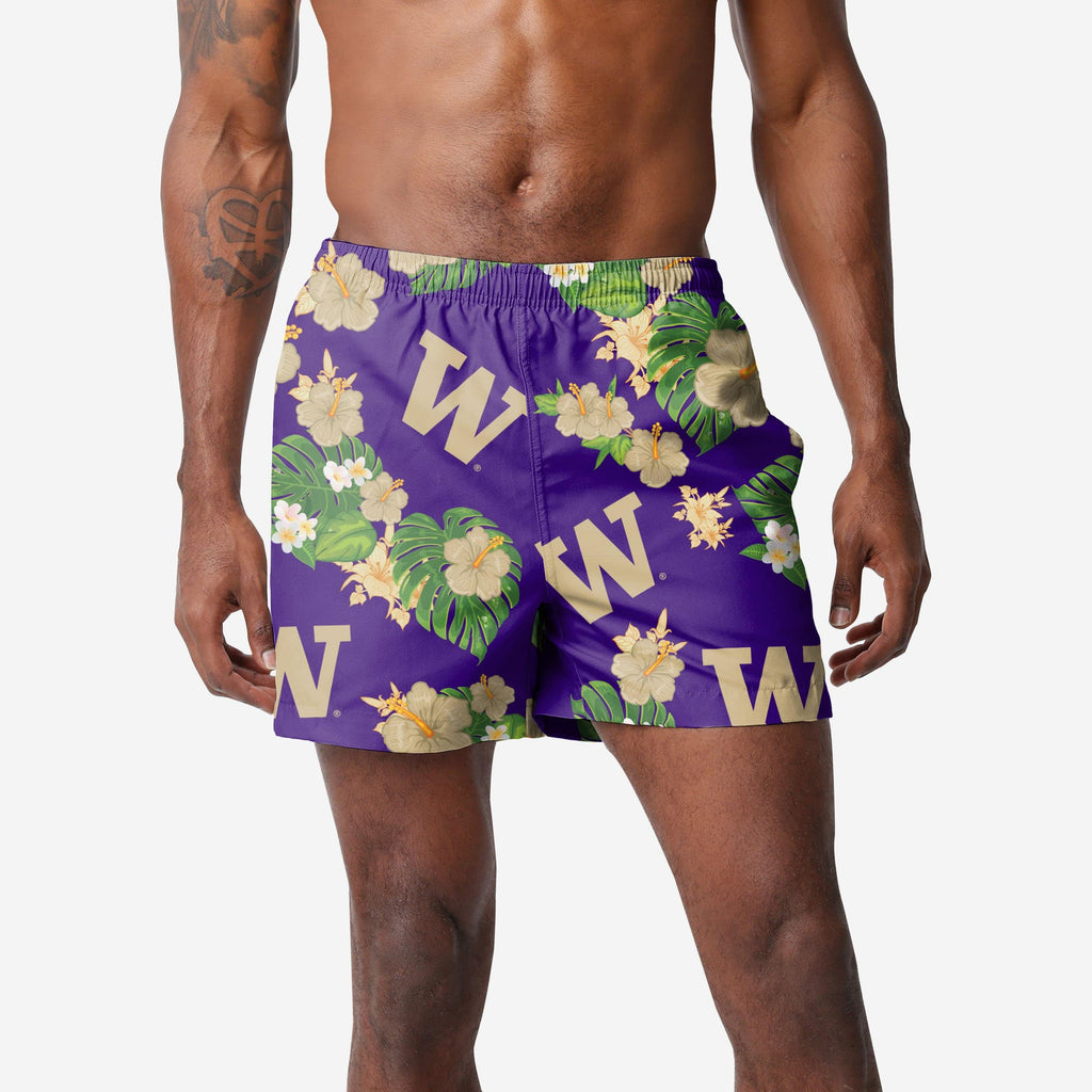 Washington Huskies Floral Swimming Trunks FOCO S - FOCO.com