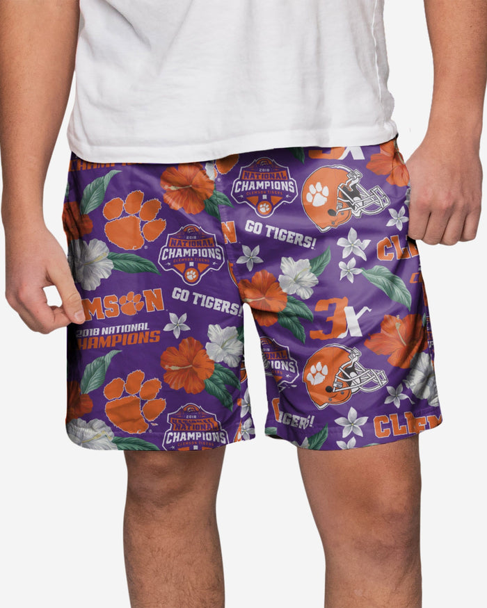 Clemson Tigers 2018 Football National Champions Floral Swimming Trunks FOCO S - FOCO.com