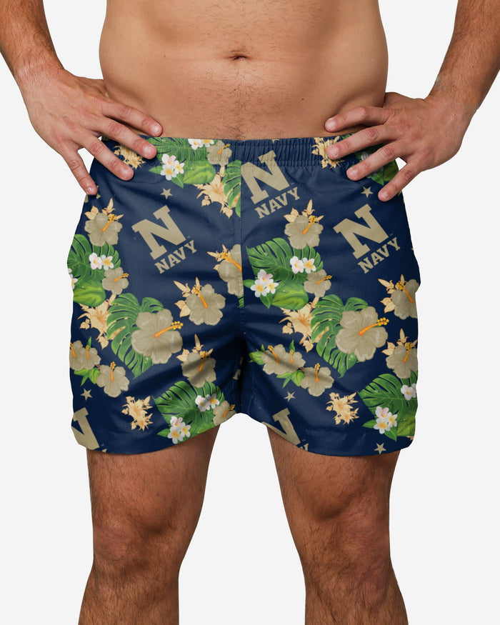 Navy Midshipmen Floral Swimming Trunks FOCO S - FOCO.com