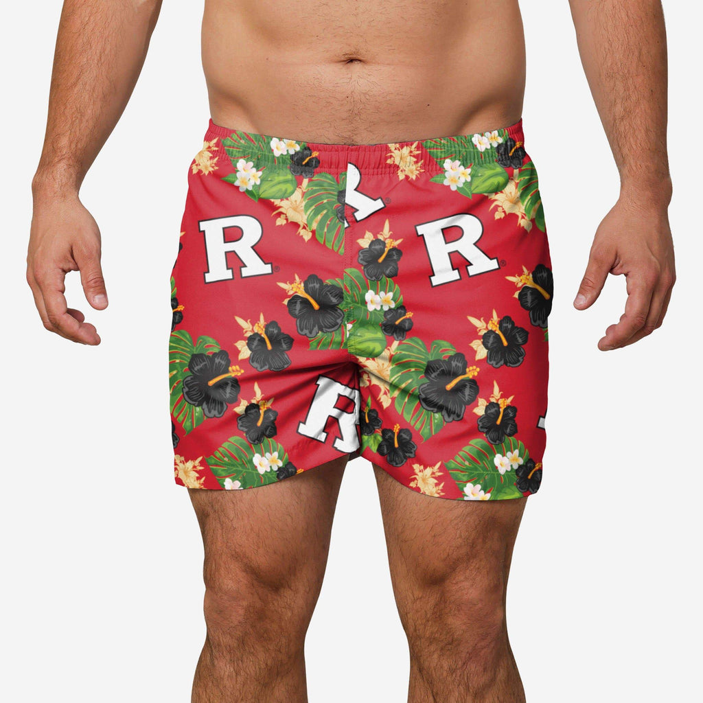 Rutgers Scarlet Knights Floral Swimming Trunks FOCO S - FOCO.com