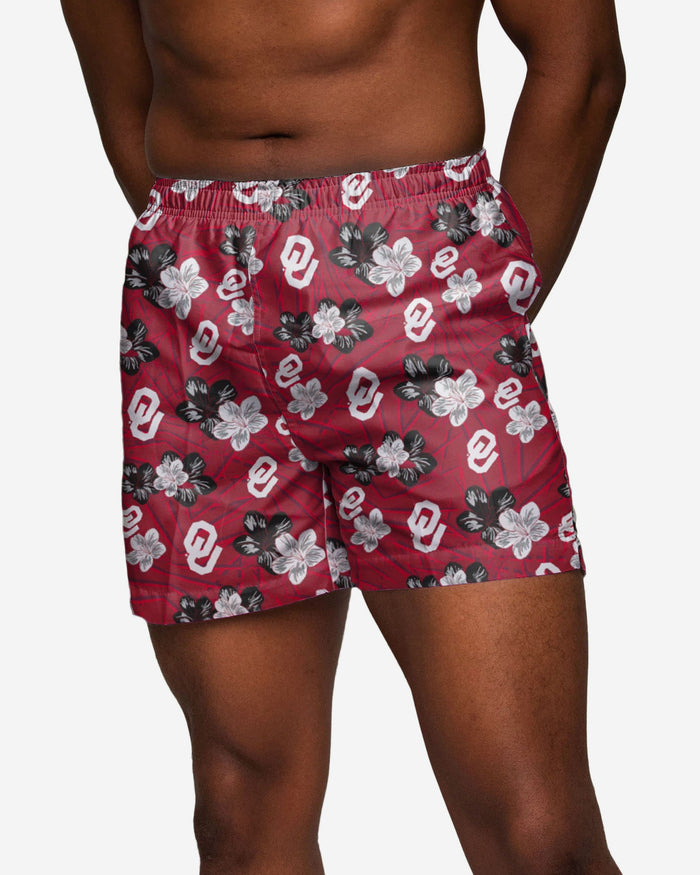 Oklahoma Sooners Hibiscus Swimming Trunks FOCO S - FOCO.com
