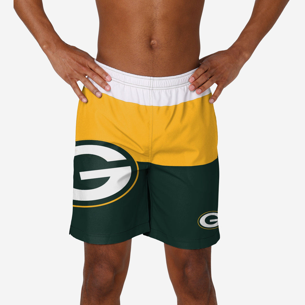 Packers Rash Guard Green Bay Packers 3 Stripe Big Logo Swimming Trunks FOCO