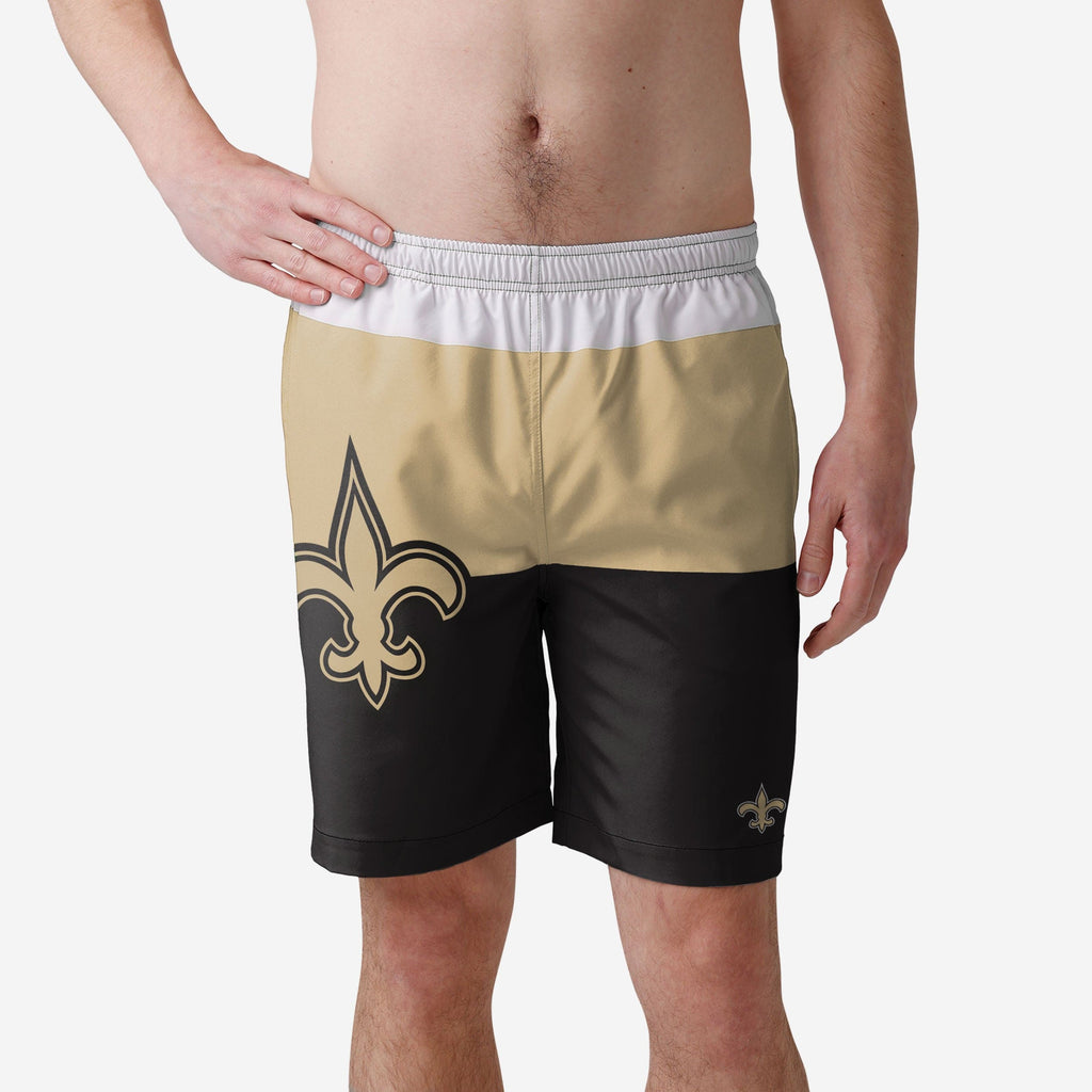 New Orleans Saints 3 Stripe Big Logo Swimming Trunks FOCO S - FOCO.com