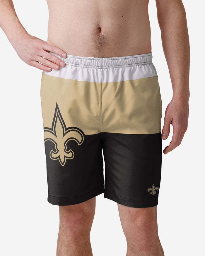 New Orleans Saints 3 Stripe Big Logo Swimming Trunks FOCO S - FOCO.com