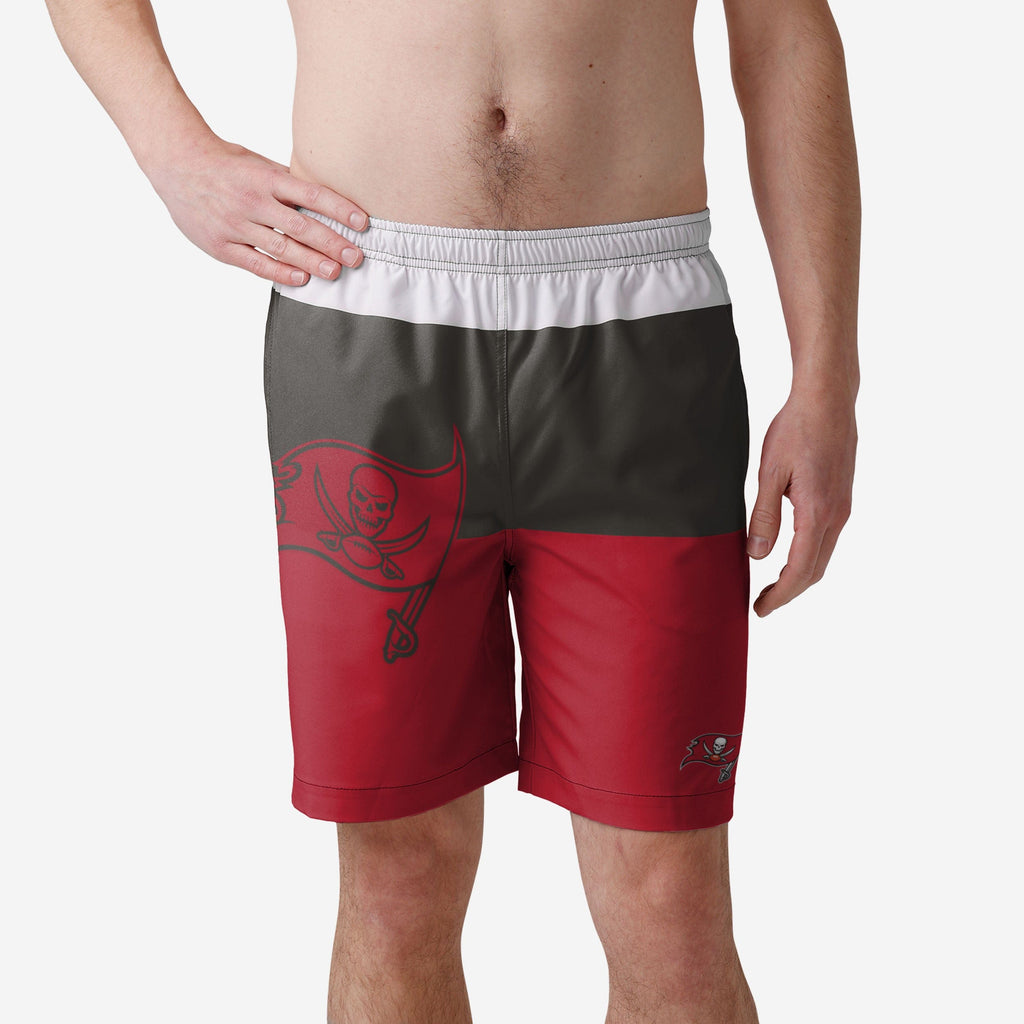 Tampa Bay Buccaneers 3 Stripe Big Logo Swimming Trunks FOCO S - FOCO.com