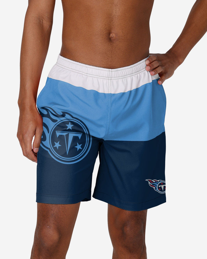 Tennessee Titans 3 Stripe Big Logo Swimming Trunks FOCO S - FOCO.com