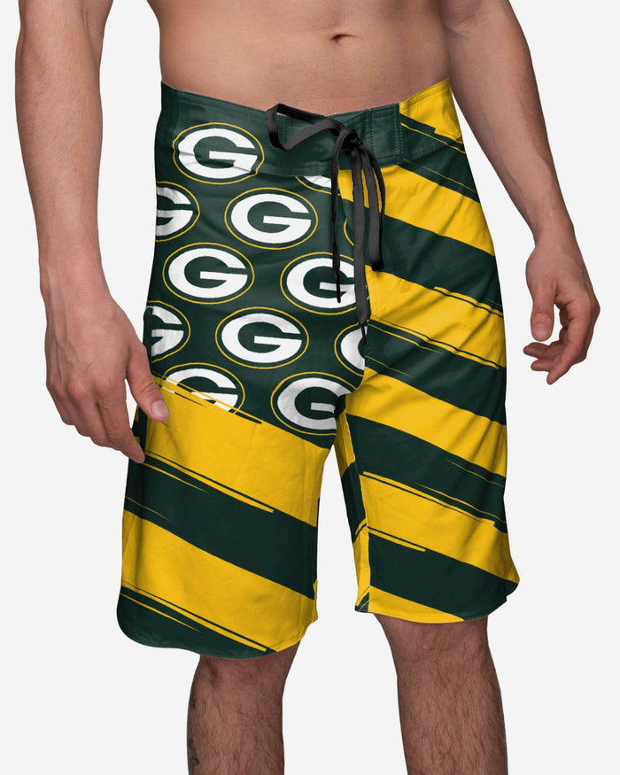 Green Bay Packers Diagonal Flag Boardshorts FOCO S - FOCO.com