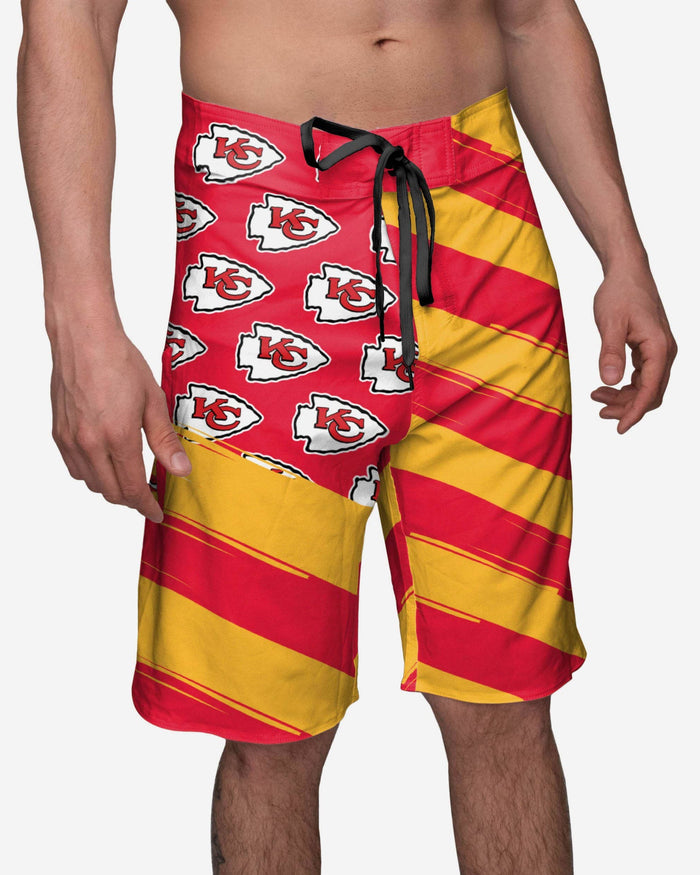 Kansas City Chiefs Diagonal Flag Boardshorts FOCO S - FOCO.com