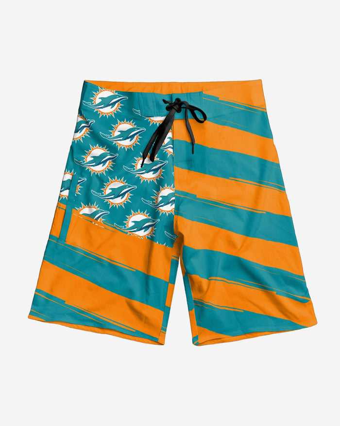 Miami Dolphins Diagonal Flag Boardshorts FOCO - FOCO.com