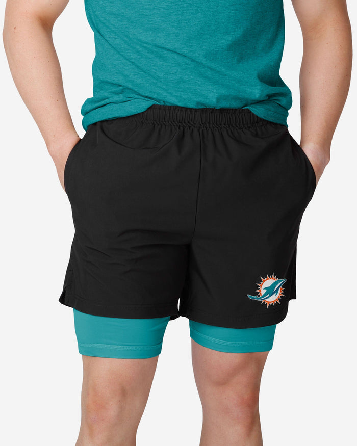 Miami Dolphins Black Team Color Lining Shorts FOCO S - FOCO.com