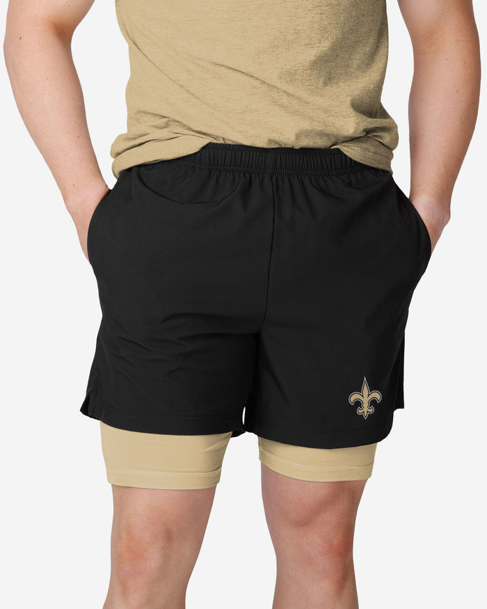 New Orleans Saints Black Team Color Lining Shorts FOCO S - FOCO.com