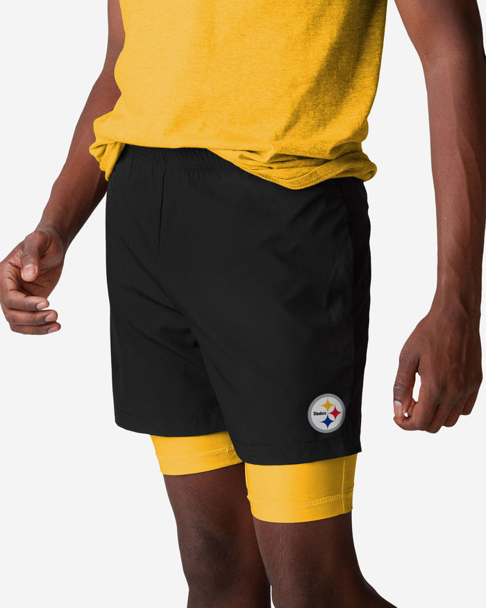 Pittsburgh Steelers Black Team Color Lining Shorts FOCO S - FOCO.com
