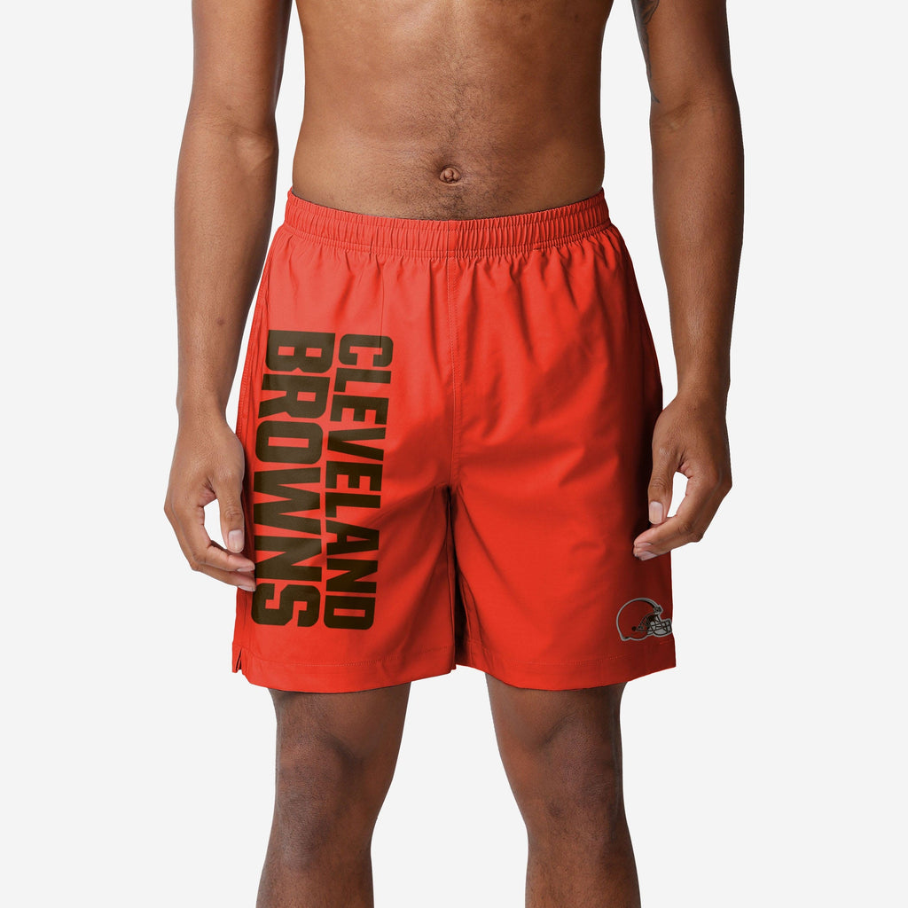 Cleveland Browns Solid Wordmark Traditional Swimming Trunks FOCO S - FOCO.com