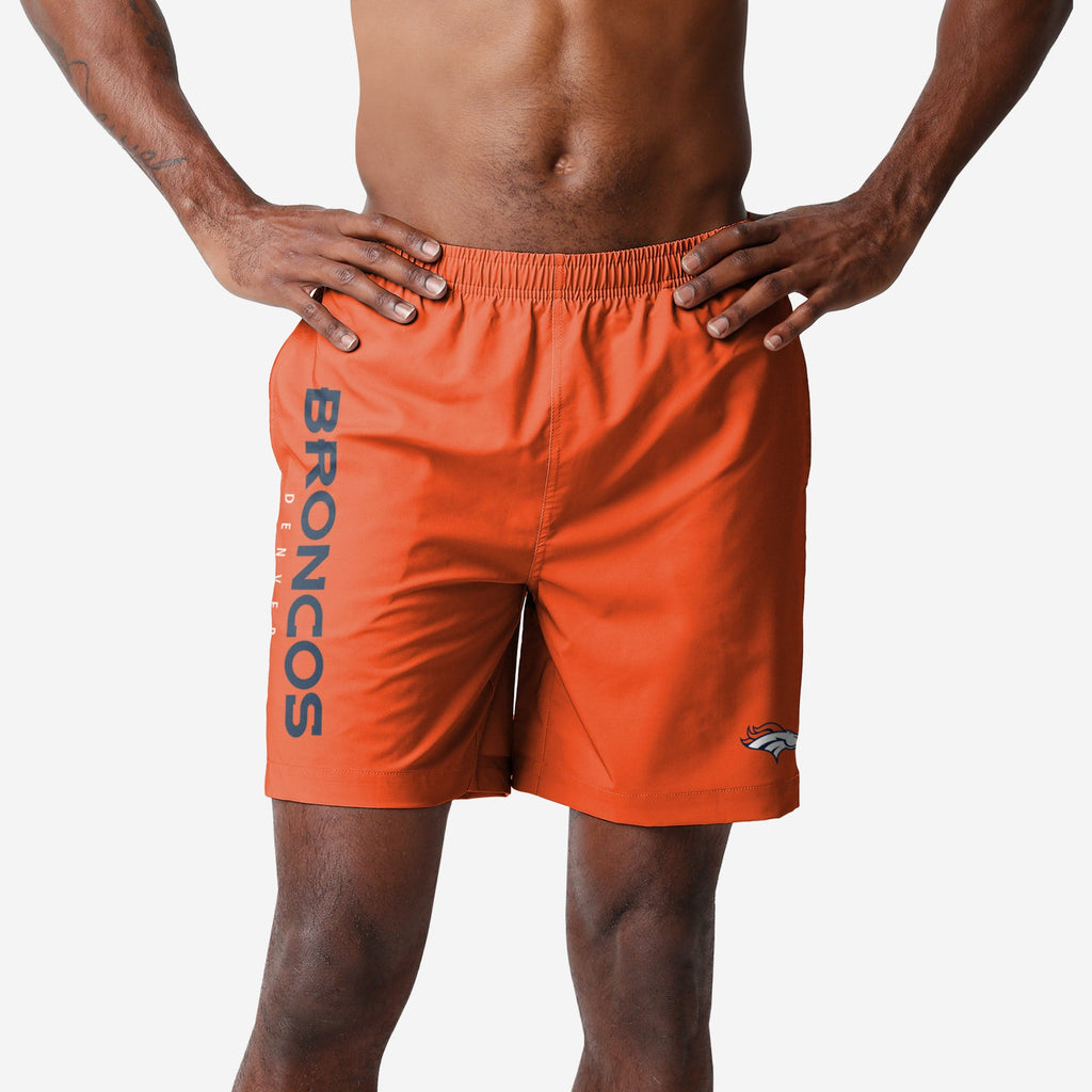 Denver Broncos Solid Wordmark Traditional Swimming Trunks FOCO S - FOCO.com