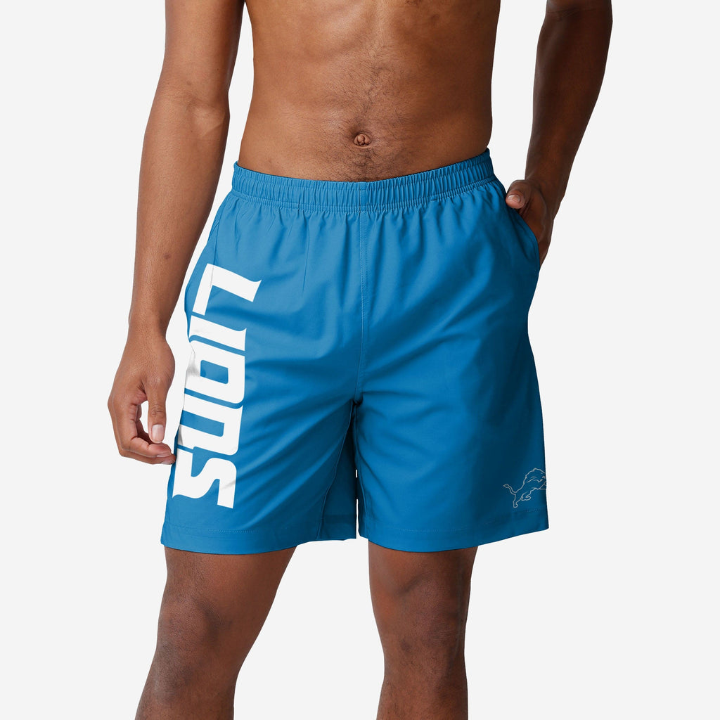 Detroit Lions Solid Wordmark Traditional Swimming Trunks FOCO - FOCO.com