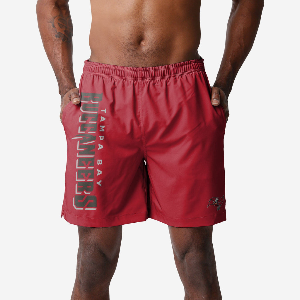 Tampa Bay Buccaneers Solid Wordmark Traditional Swimming Trunks FOCO S - FOCO.com