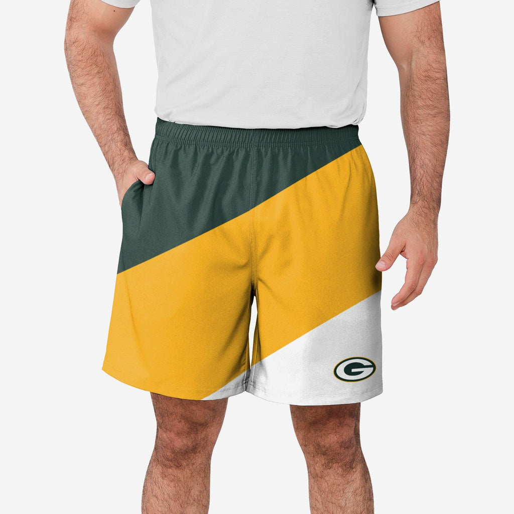 Green Bay Packers Colorblock Double Down Liner Training Shorts FOCO S - FOCO.com