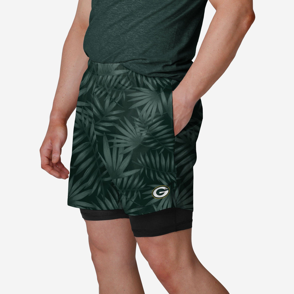 Green Bay Packers Floral Black Liner Shorts FOCO S - FOCO.com