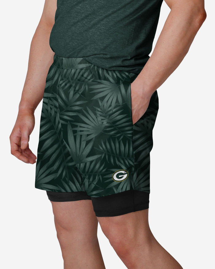Green Bay Packers Floral Black Liner Shorts FOCO S - FOCO.com