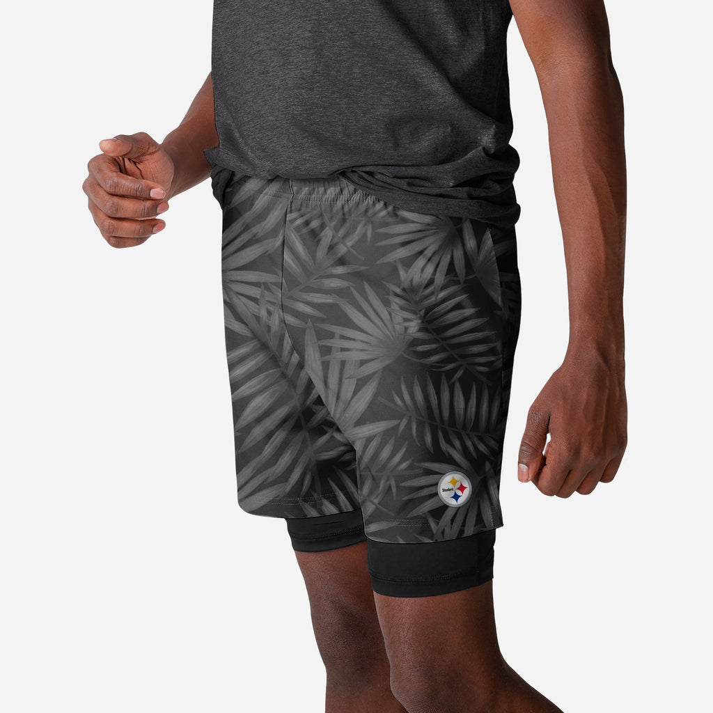 Pittsburgh Steelers Floral Black Liner Shorts FOCO S - FOCO.com
