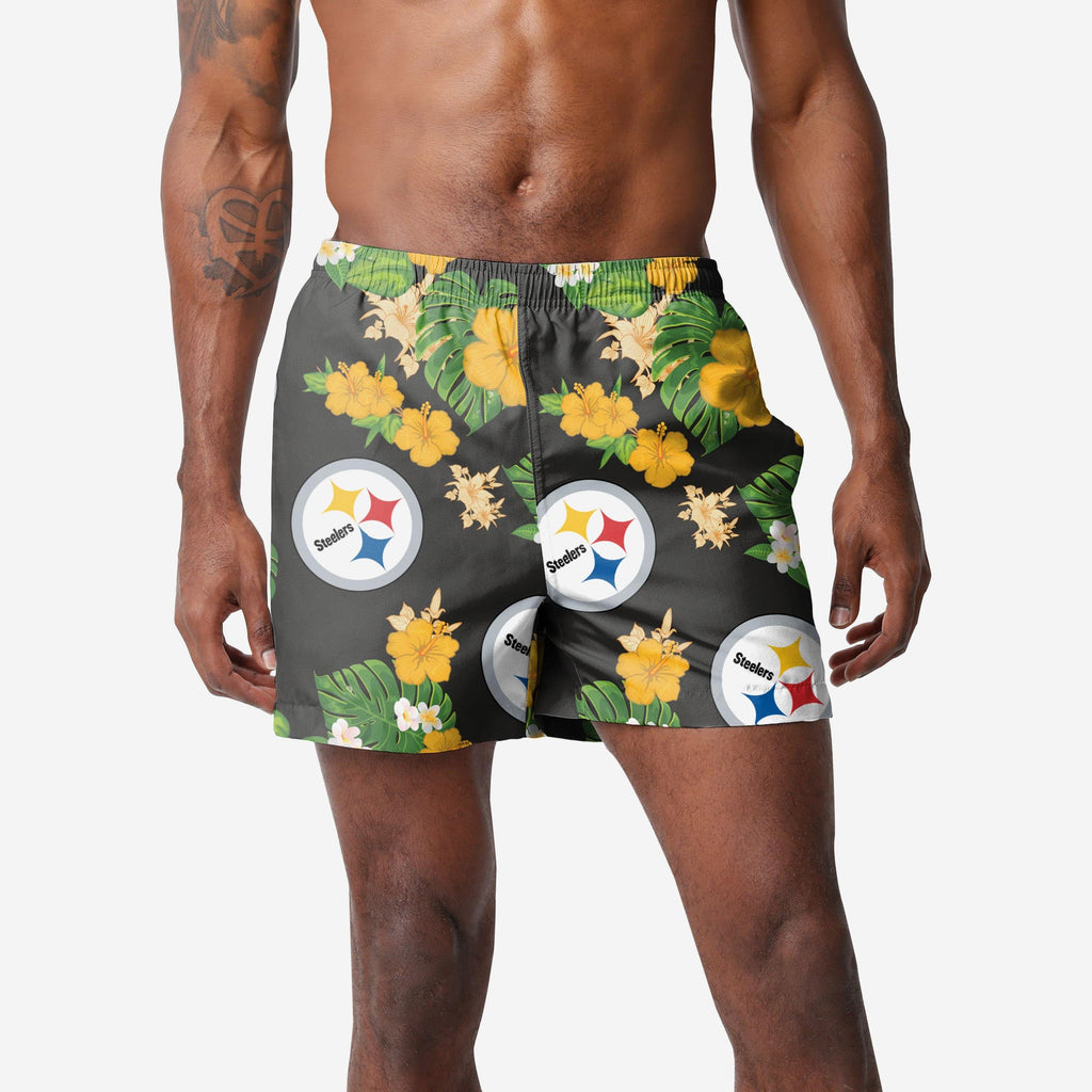 Pittsburgh Steelers Floral Swimming Trunks FOCO S - FOCO.com