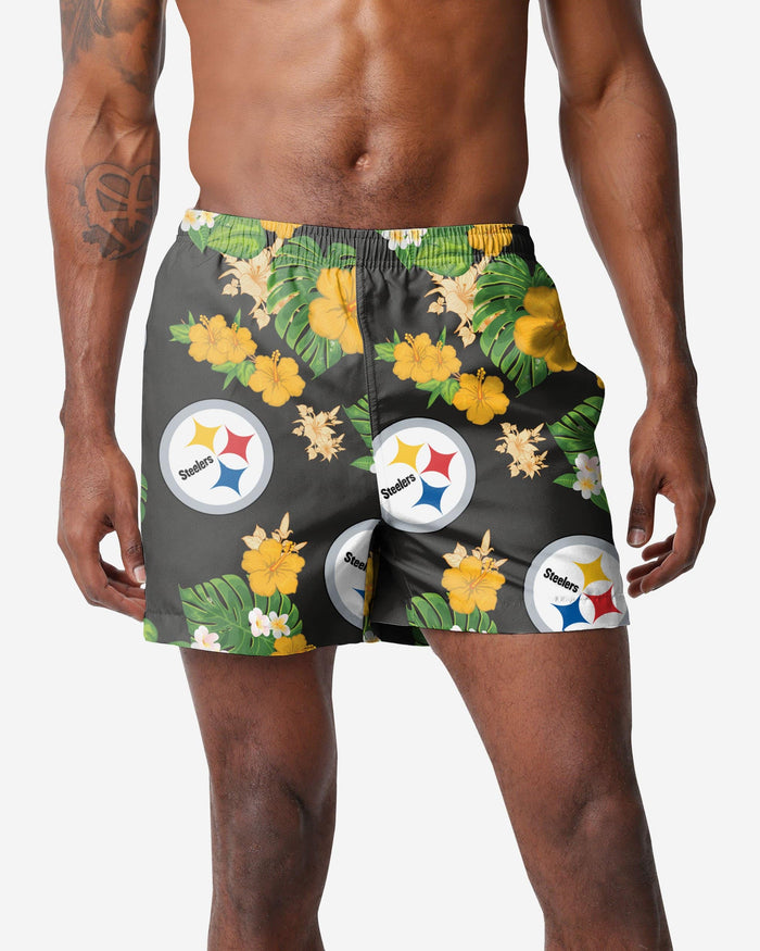 Pittsburgh Steelers Floral Swimming Trunks FOCO S - FOCO.com