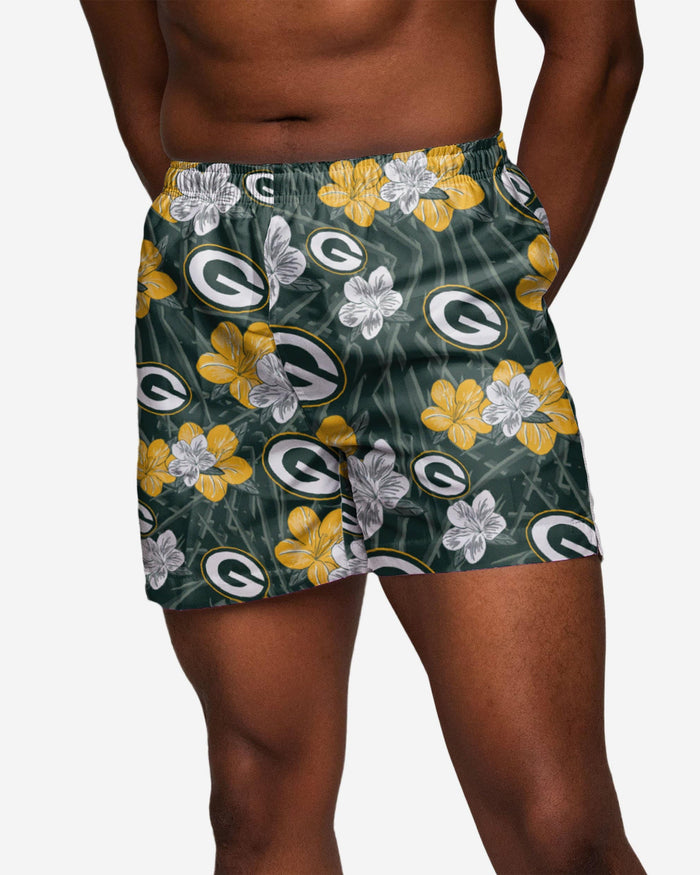 Green Bay Packers Hibiscus Swimming Trunks FOCO S - FOCO.com