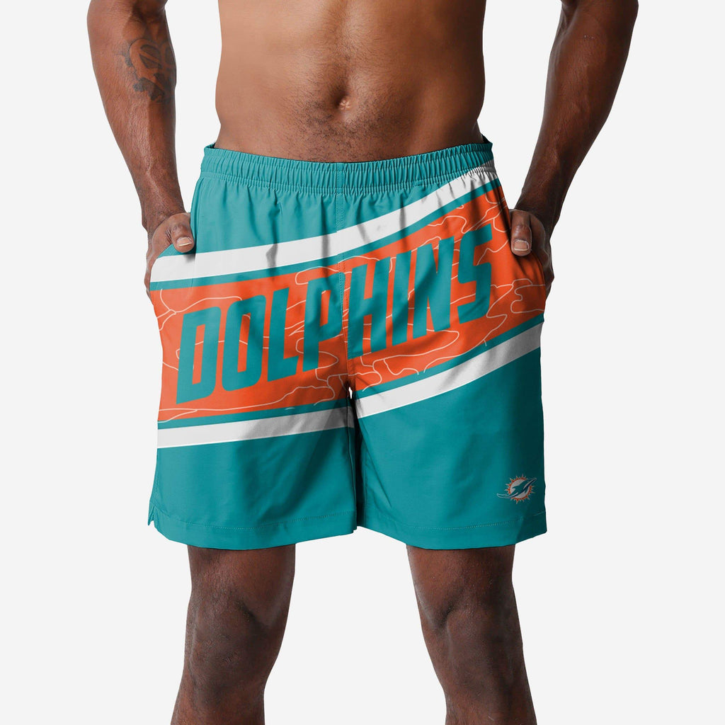 Miami Dolphins Big Wordmark Swimming Trunks FOCO S - FOCO.com