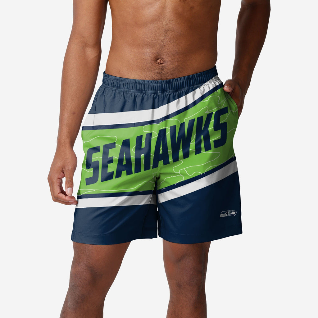Seattle Seahawks Big Wordmark Swimming Trunks FOCO S - FOCO.com