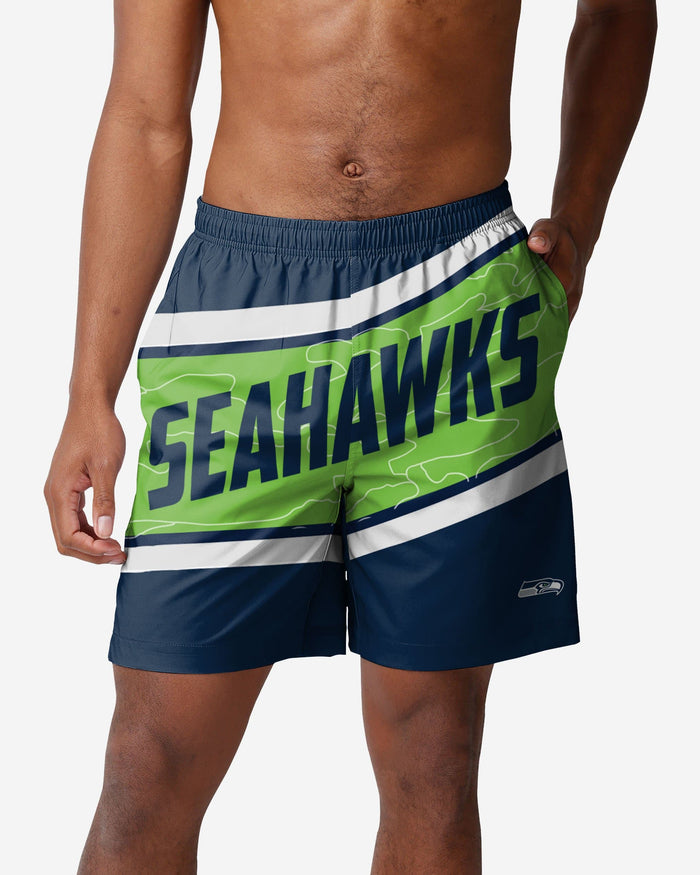 Seattle Seahawks Big Wordmark Swimming Trunks FOCO S - FOCO.com