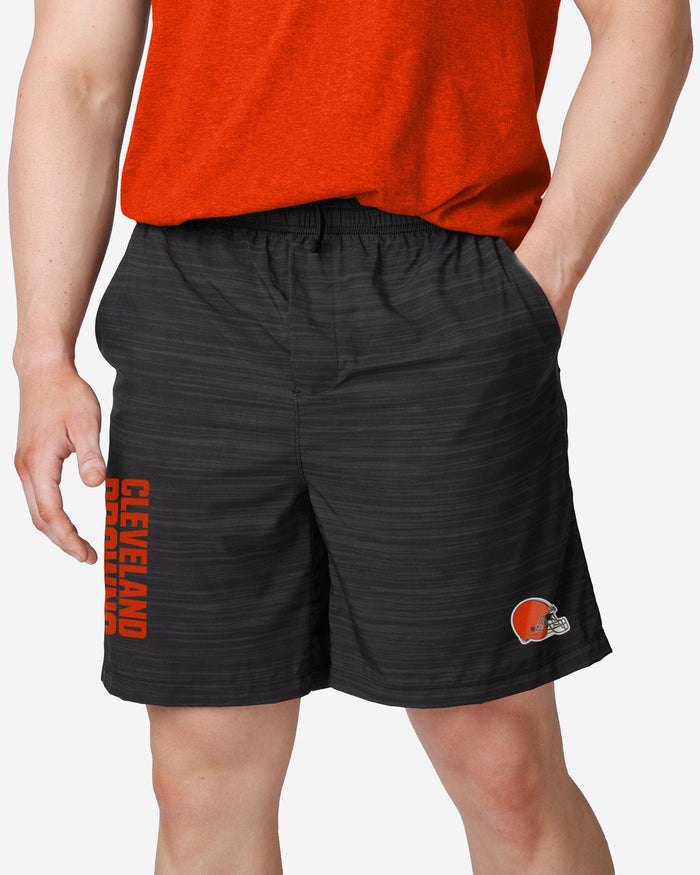 Cleveland Browns Heathered Black Woven Liner Shorts FOCO S - FOCO.com