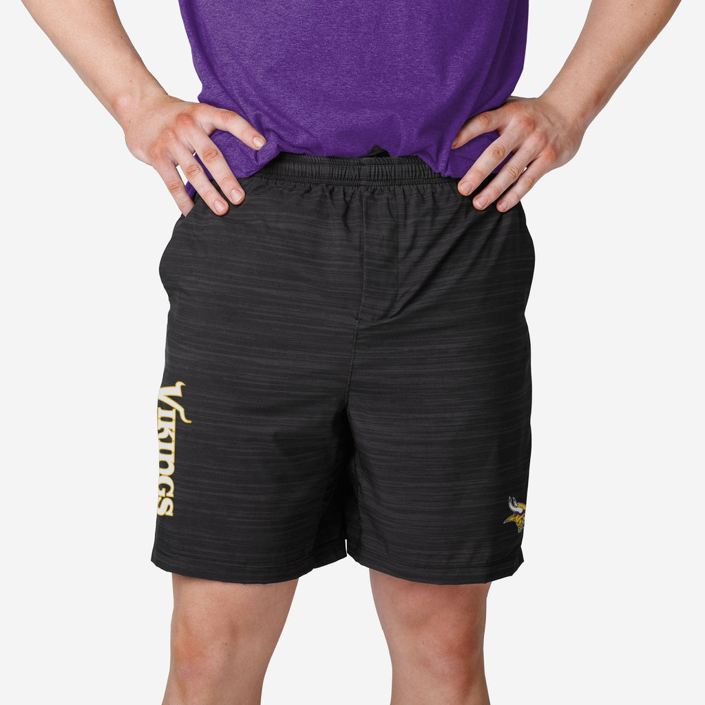 Minnesota Vikings Heathered Black Woven Liner Shorts FOCO S - FOCO.com