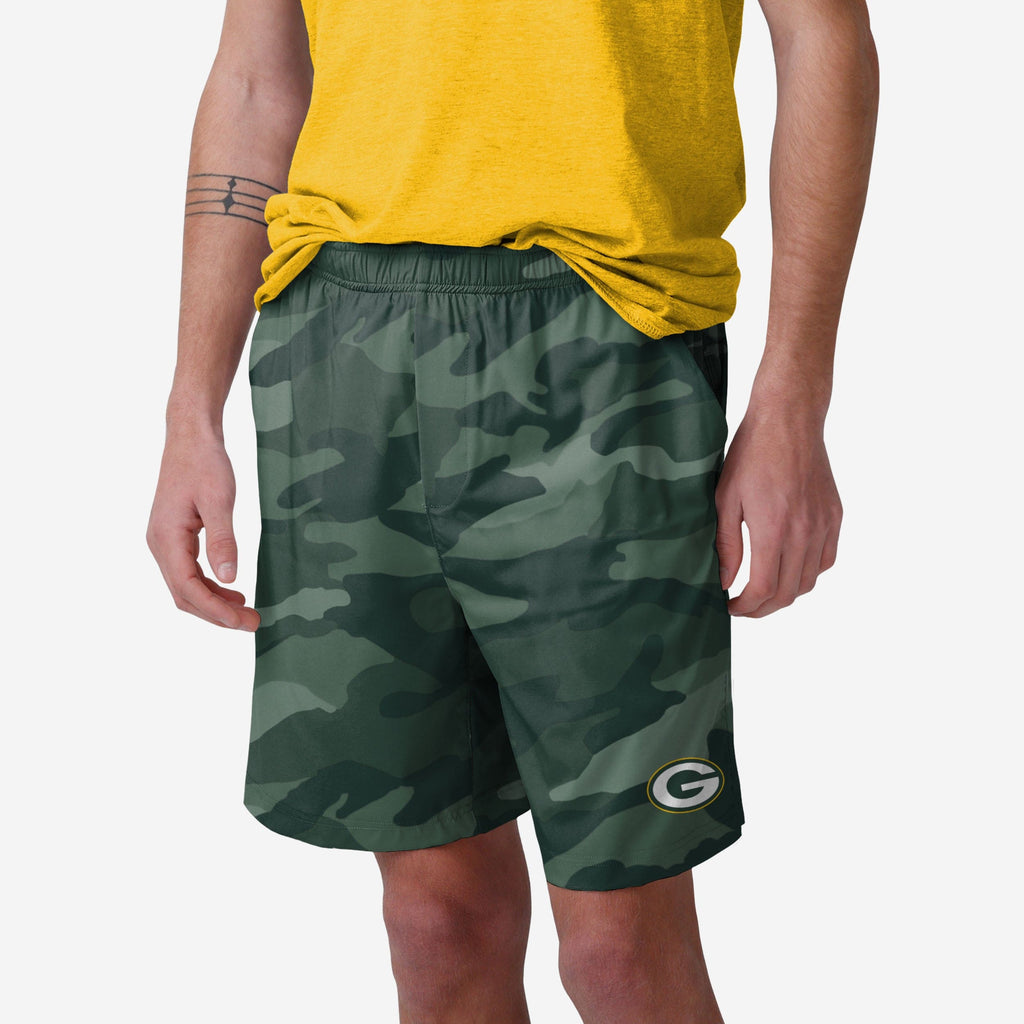 Green Bay Packers Tonal Camo Woven Shorts FOCO S - FOCO.com