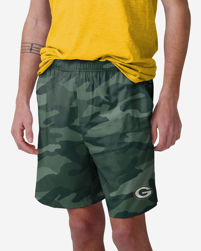Green Bay Packers Tonal Camo Woven Shorts FOCO S - FOCO.com