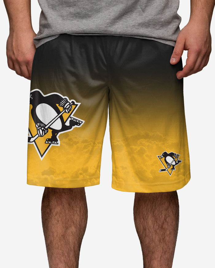 Pittsburgh Penguins Gradient Big Logo Training Shorts FOCO S - FOCO.com