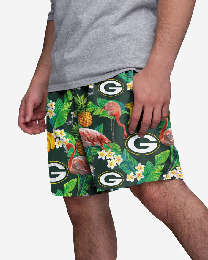 Green Bay Packers Floral Shorts FOCO S - FOCO.com