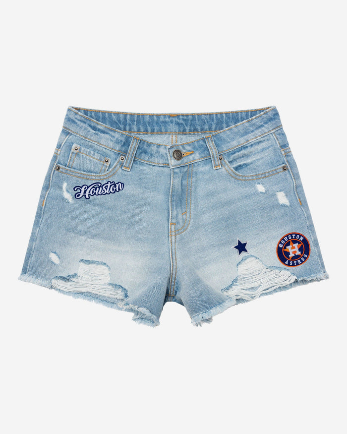 Houston Astros Womens Team Logo Denim Shorts FOCO - FOCO.com